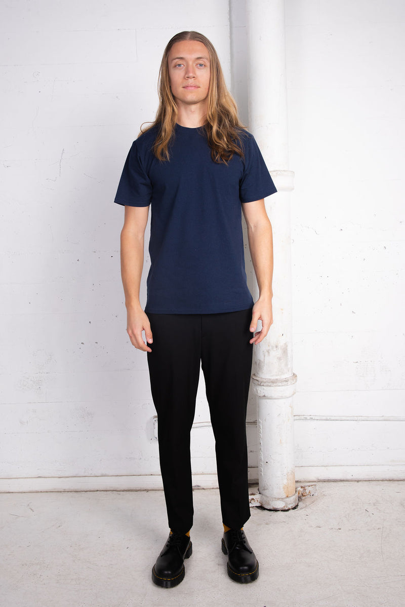 Men's Basic Sustainable Recycled Polyester Upcycled Cotton T-Shirt Navy