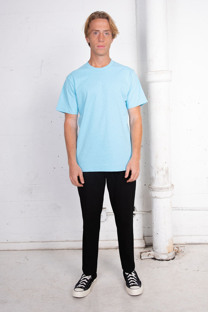 Men's Basic Sustainable Recycled Polyester Upcycled Cotton T-Shirt Sky Blue