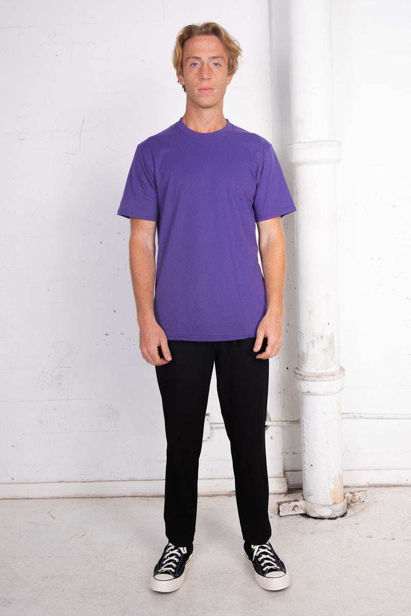 Men's Basic Sustainable Recycled Polyester Upcycled Cotton T-Shirt Purple
