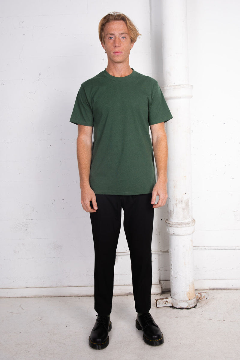 Men's Basic Sustainable Recycled Polyester Upcycled Cotton T-Shirt Hunter Green