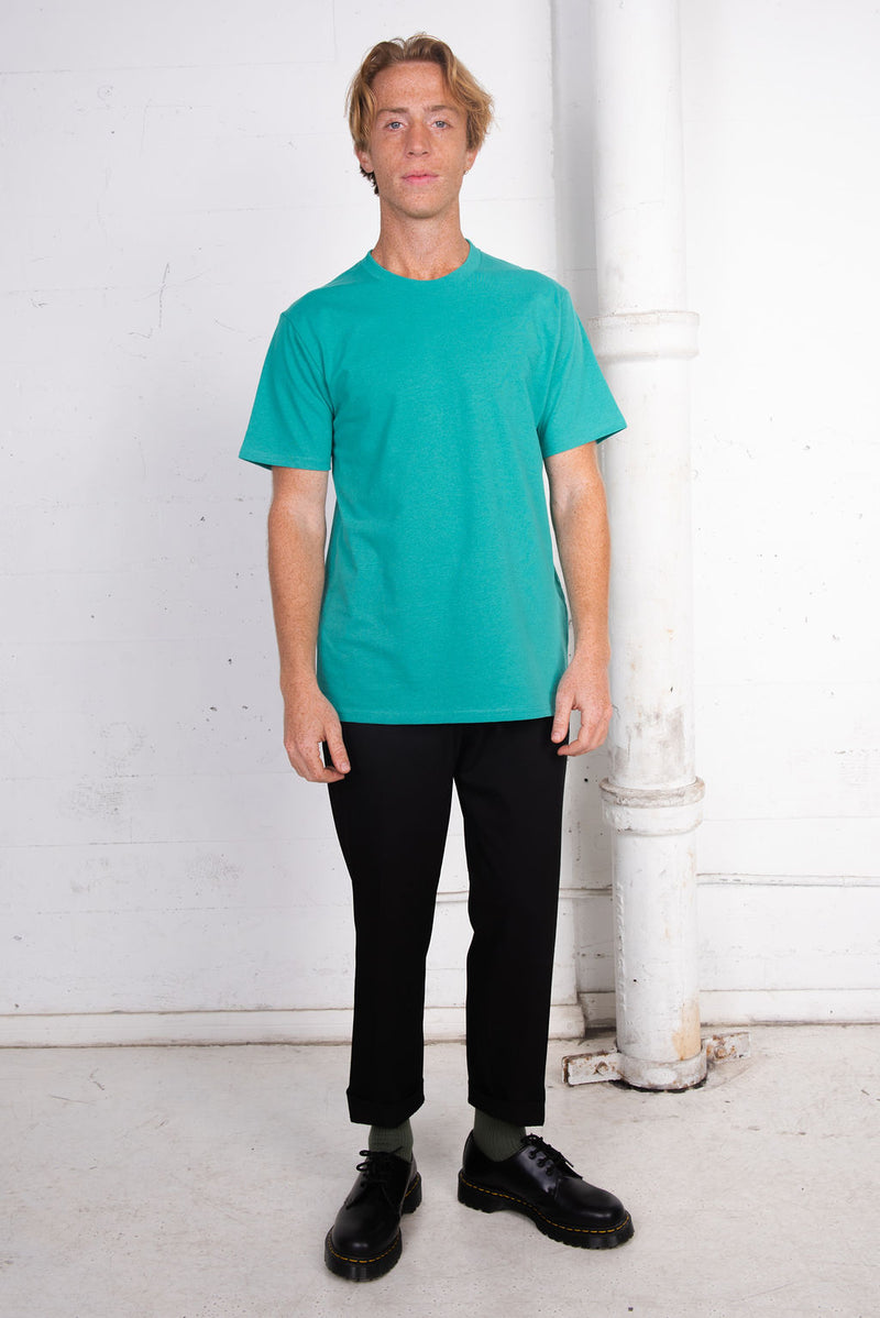 Men's Basic Sustainable Recycled Polyester Upcycled Cotton T-Shirt Jade