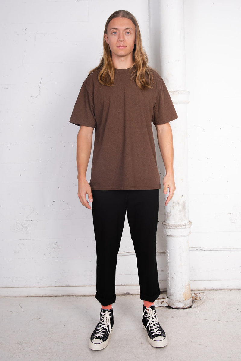 Men's Basic Sustainable Recycled Polyester Upcycled Cotton T-Shirt Brown