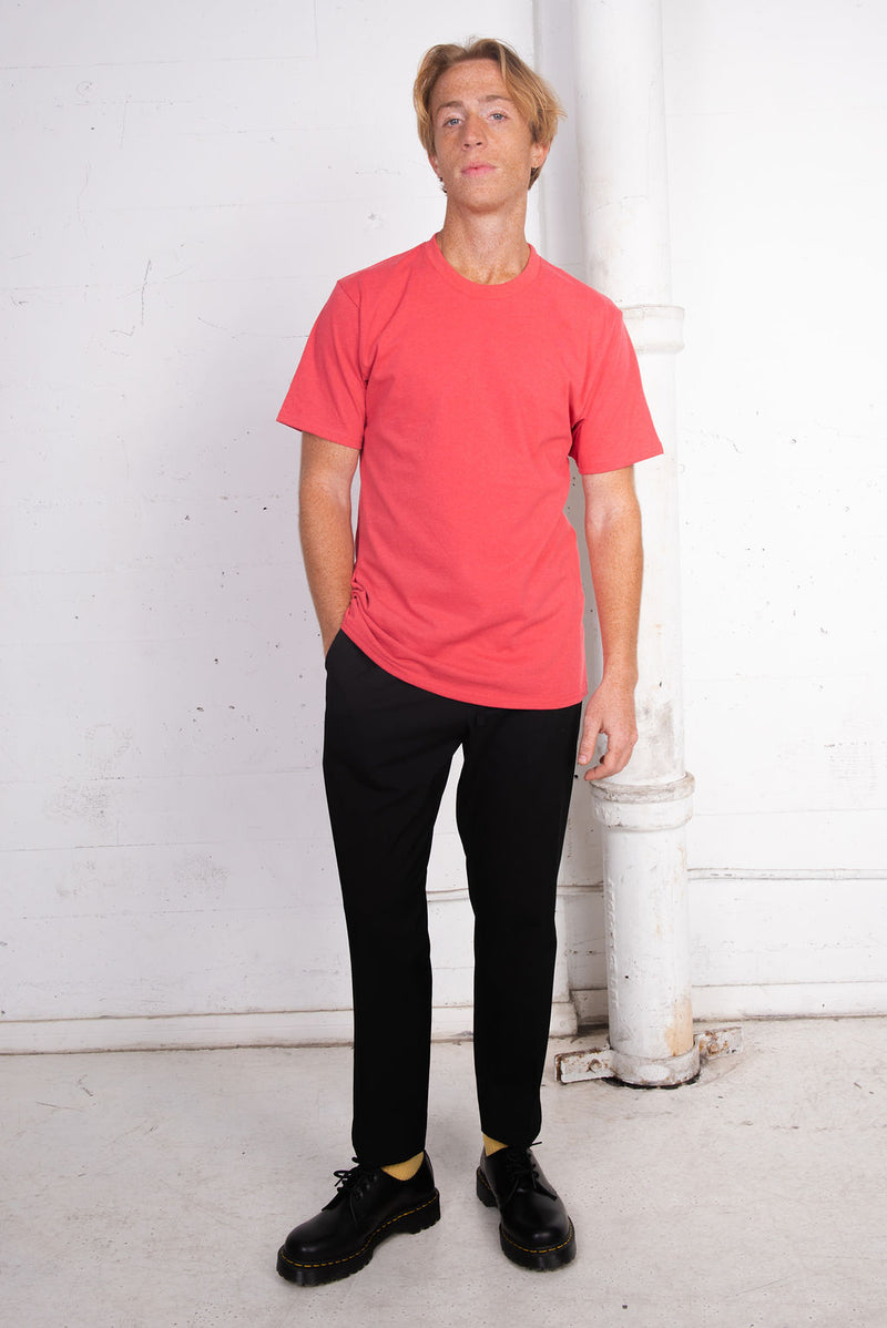 Men's Basic Sustainable Recycled Polyester Upcycled Cotton T-Shirt Coral